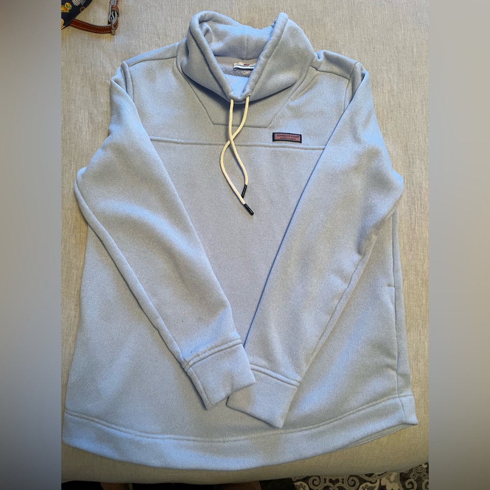 Vineyard Vines women’s sweater fleece funnel neck shep pullover in arctic ice